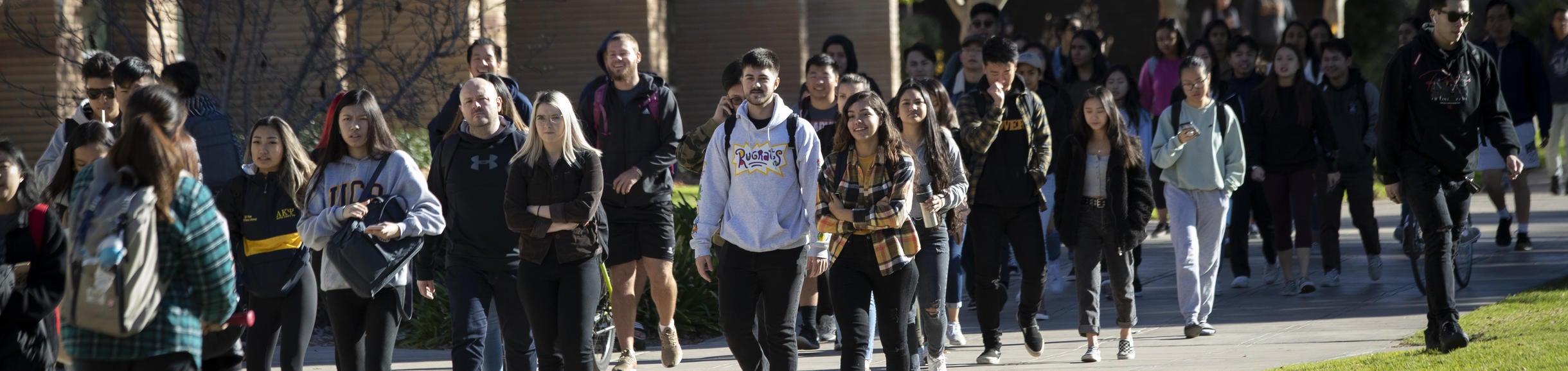 Students walking on-campus